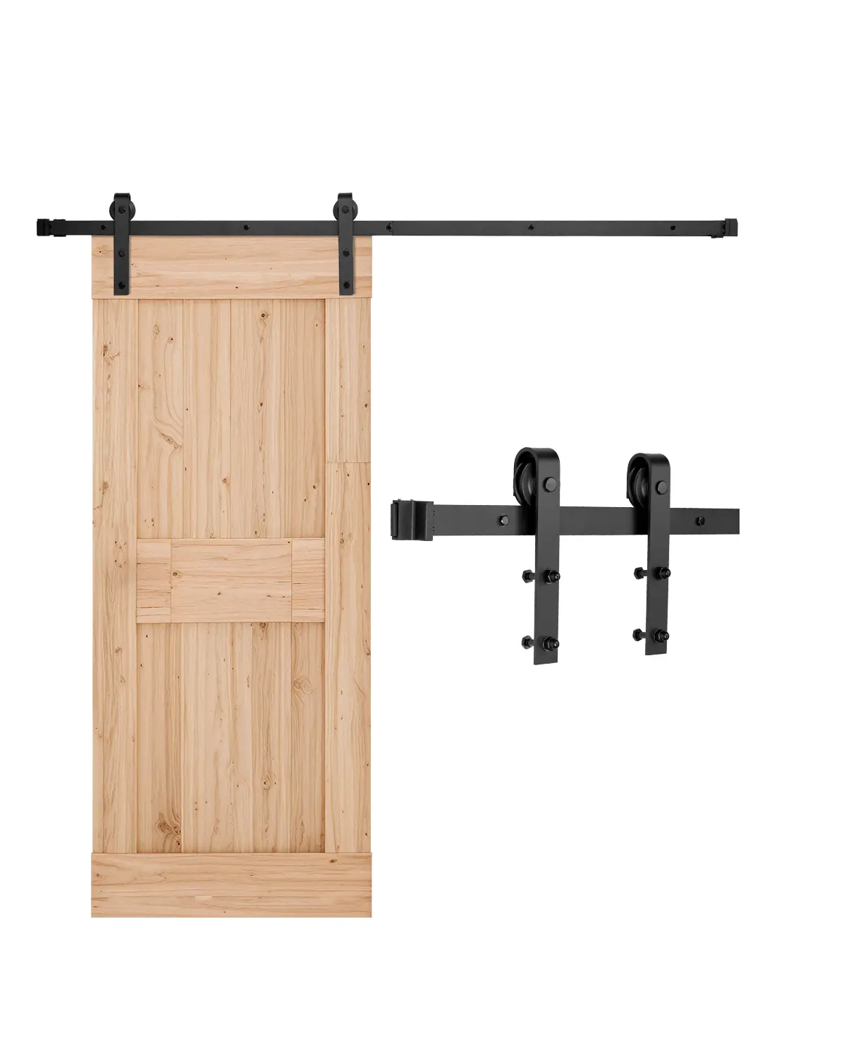 VEVOR Kit porte grange coulissante 200cm ch.150kg, portes 914-1016mm x 35-44mm, noir, porte non incluse.
