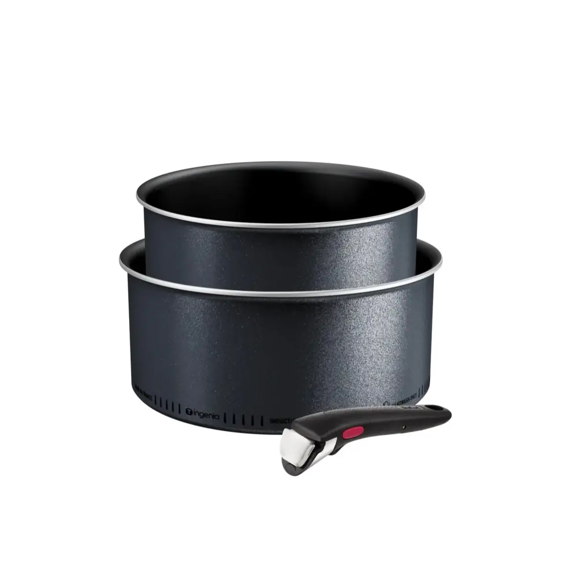 Lot de 2 casseroles aluminium 18/20cm + 1 poignée noir L7239003 Tefal