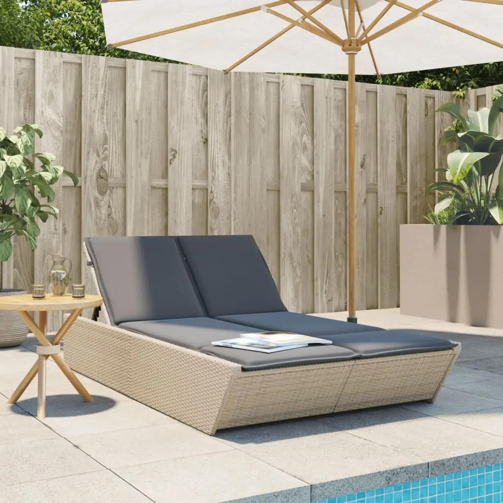 Lit de Jardin Double Poly Rotin Forme Courbée Coussins Beige – ComfortXL Outdoor Living
