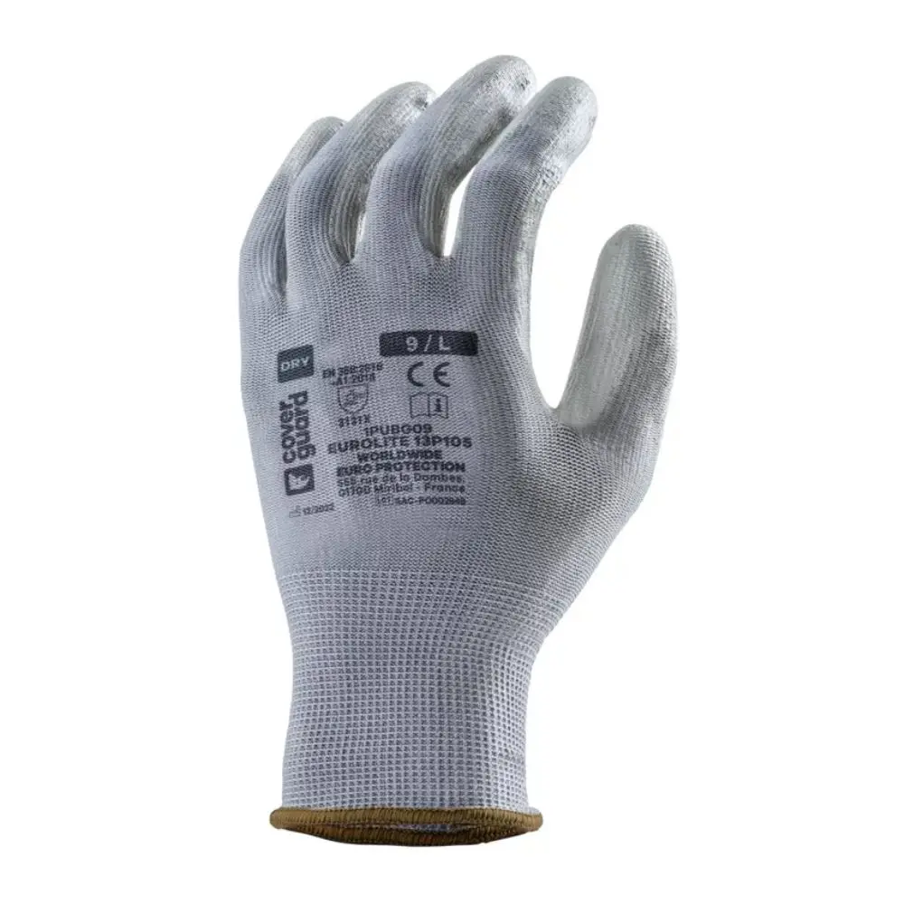 Lot de 10 paires de gants de travail COVERGUARD EUROLITE 13P105 Gris 6