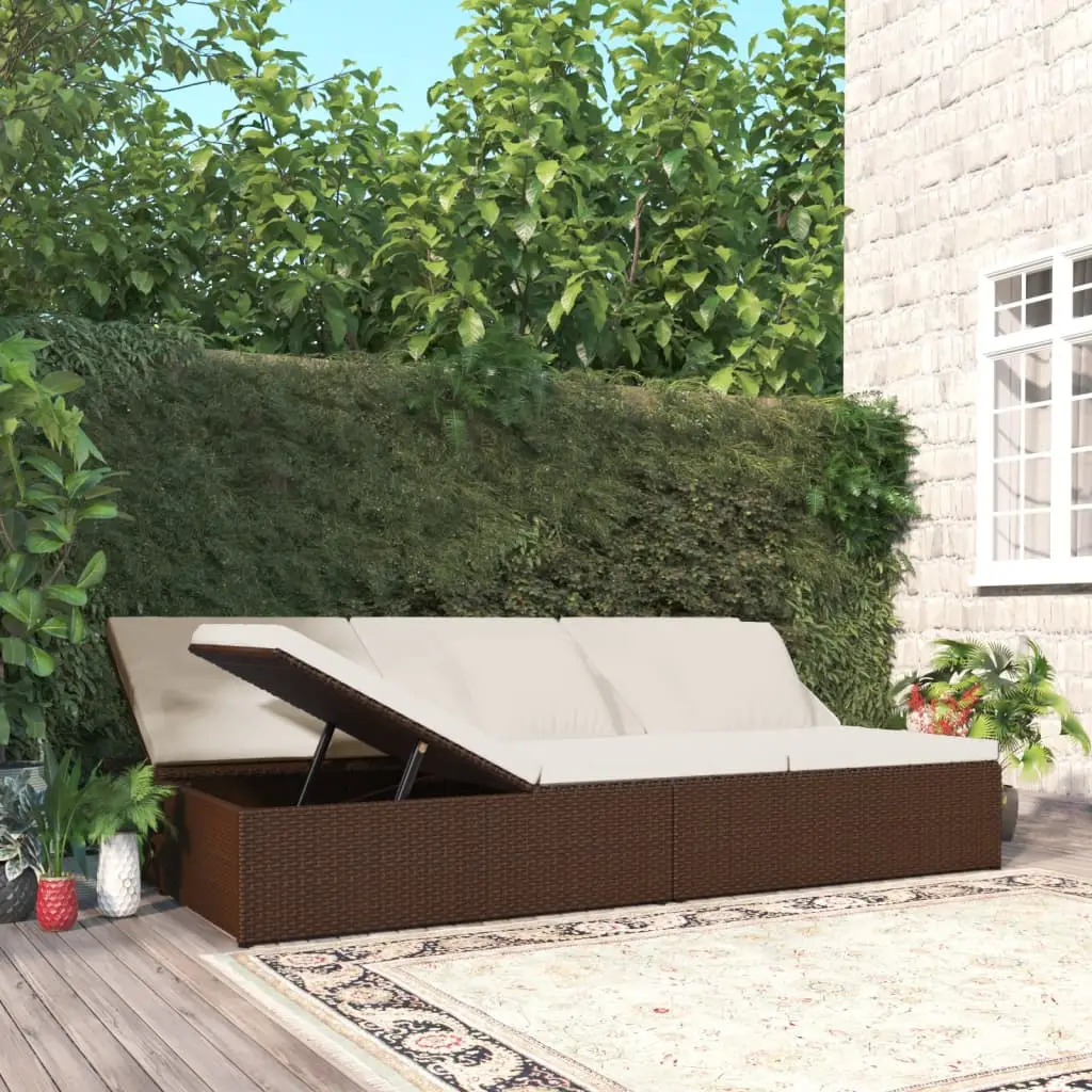 Lit de Repos Transformable en Sofa Résine Tressée Dossiers Ajustables et Assise Confortable Marron – ComfortXL Outdoor Living