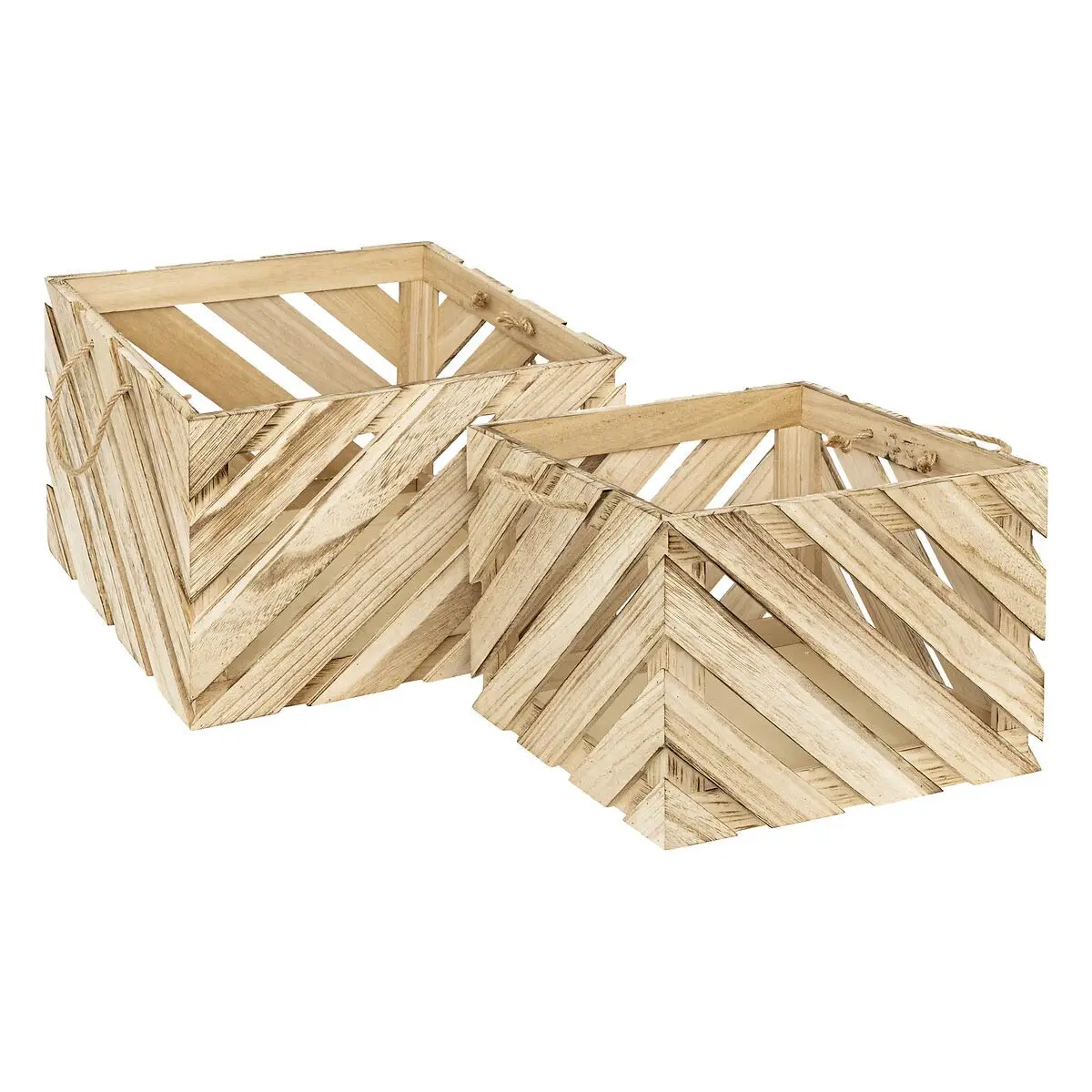 Lot de 2 Caisses en Bois «Sulei» 37cm Naturel