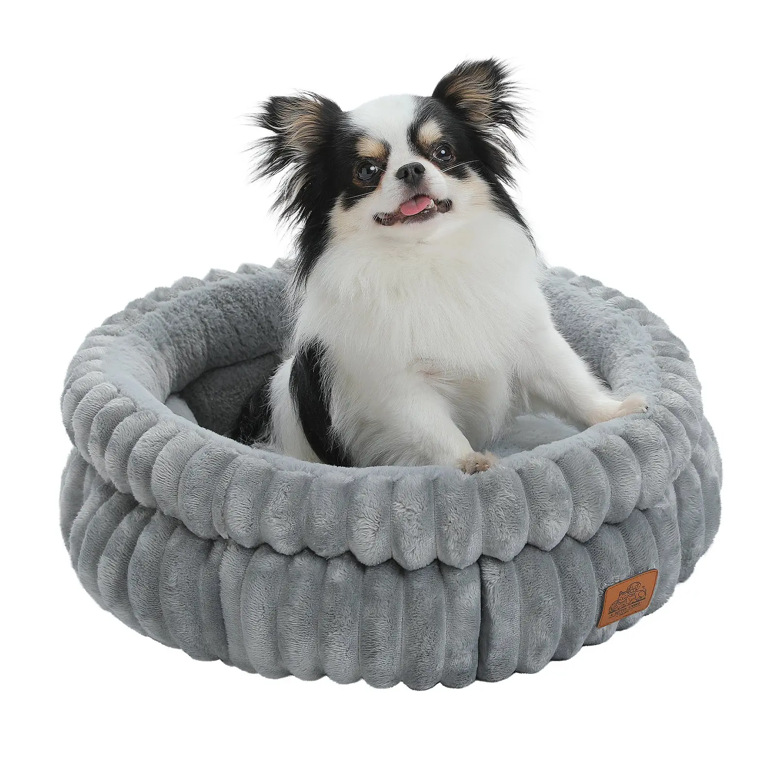 Lit Donut Confortable pour Chats M 61 x 61 x 23 cm Gris PAWZ Road