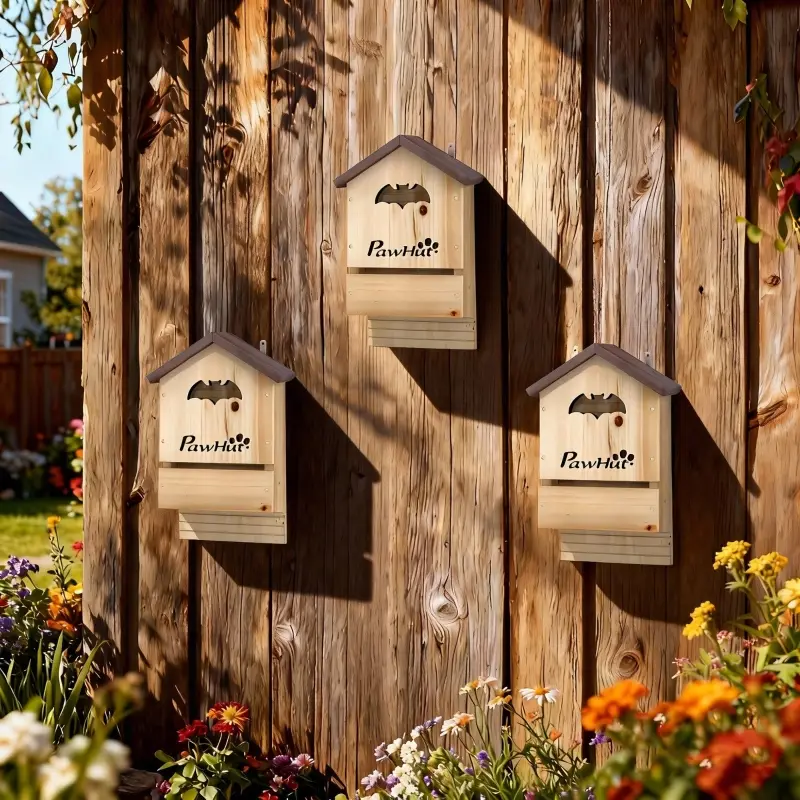 Lot 3 nichoirs chauve-souris bois sapin jardin 34cm naturel – ComfortXL Outdoor Living
