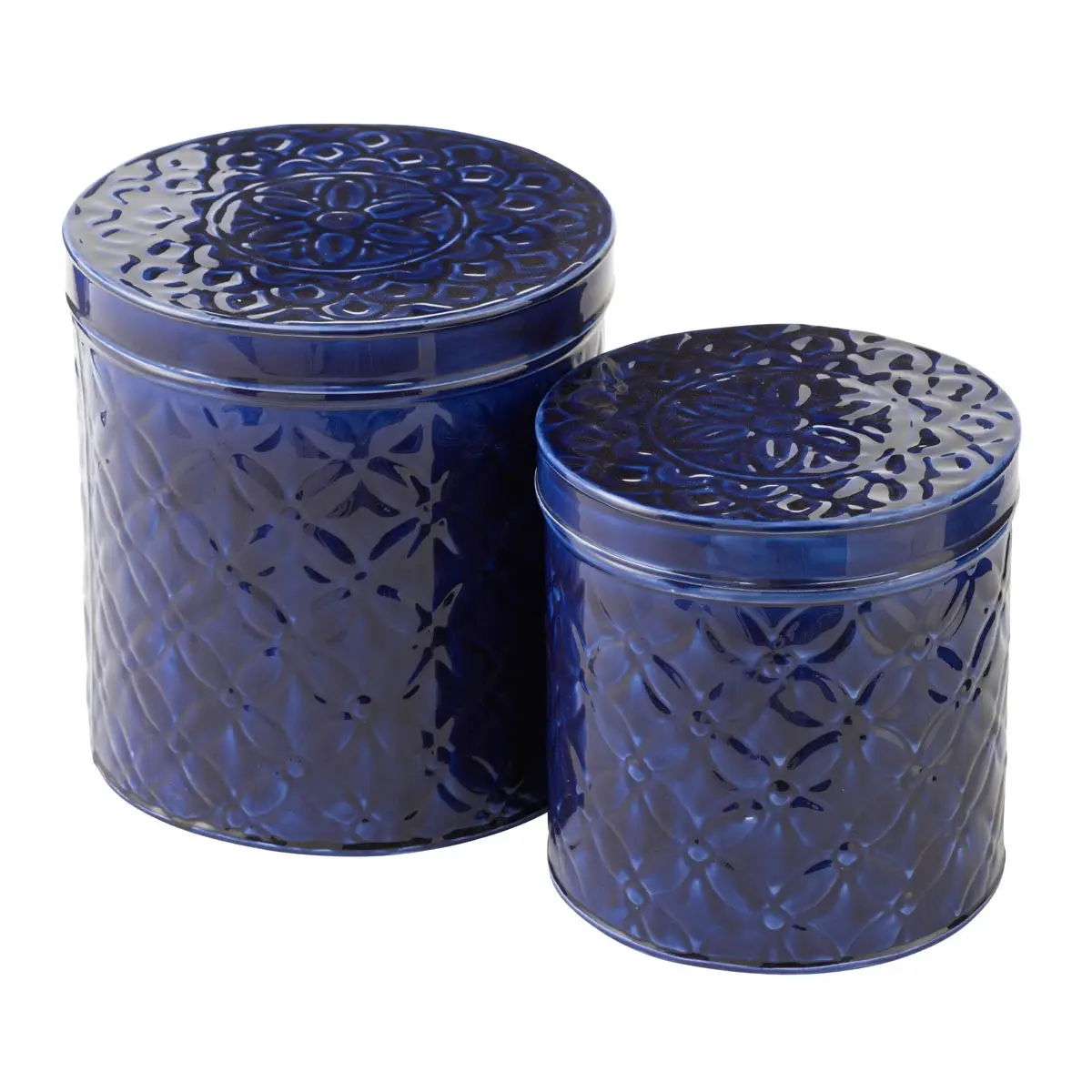 Lot de 2 Boîtes en Métal «Nag» 20cm Bleu