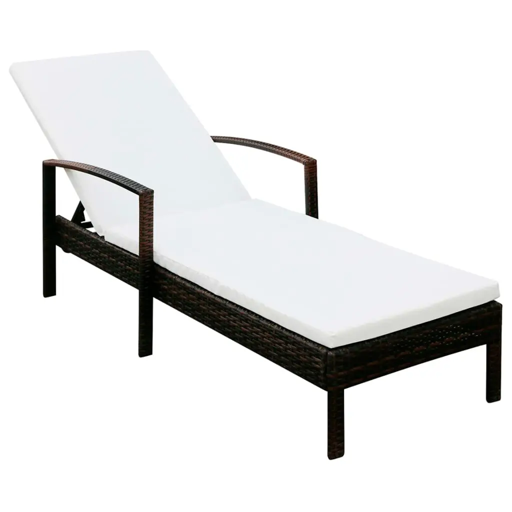 Lit de Soleil 4 Positions Résine et Coussin Brun – ComfortXL Outdoor Living