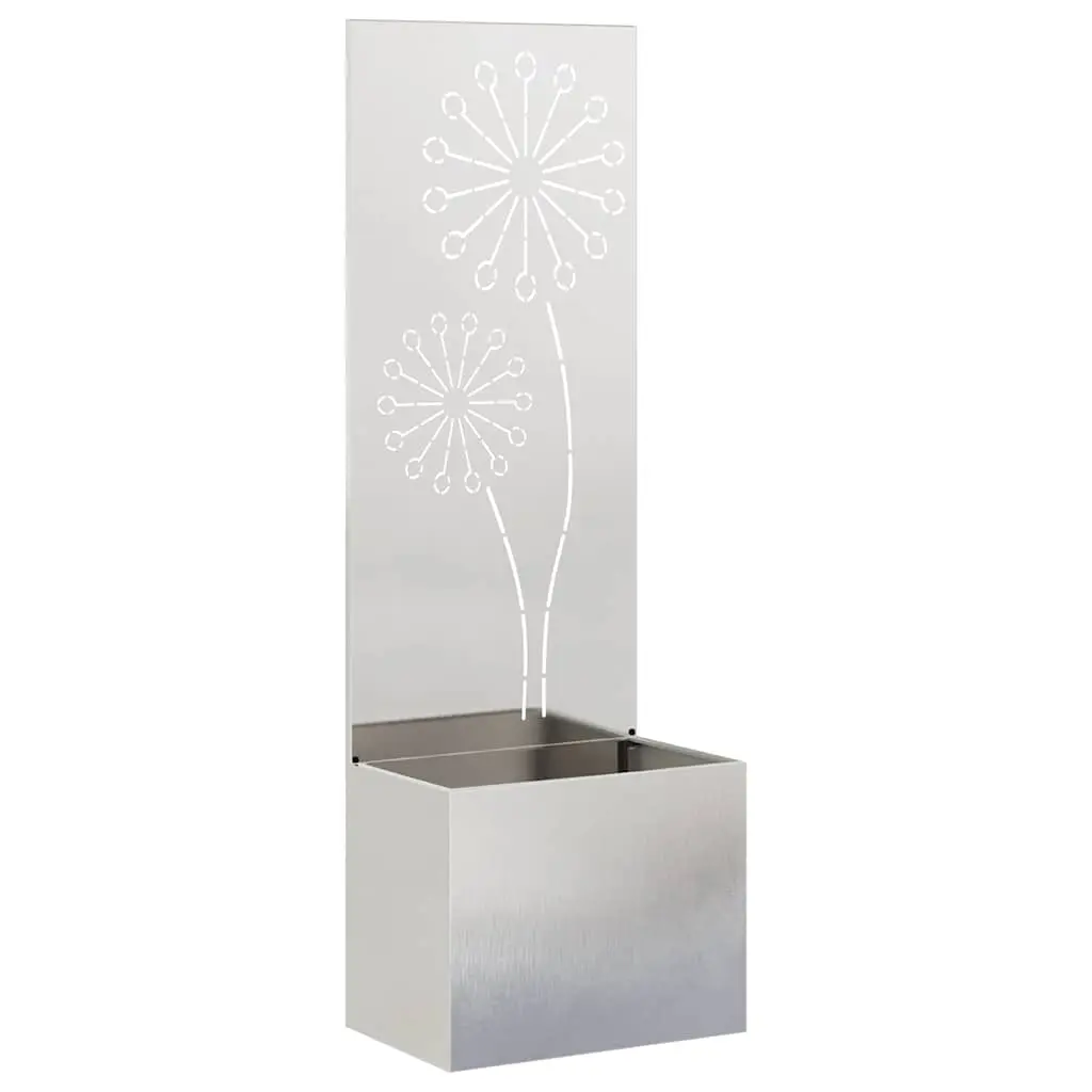 Jardinière – Pot De Fleurs – Bac à Fleurs avec Panneau Décoratif Argent 50 x 140 cm g1138