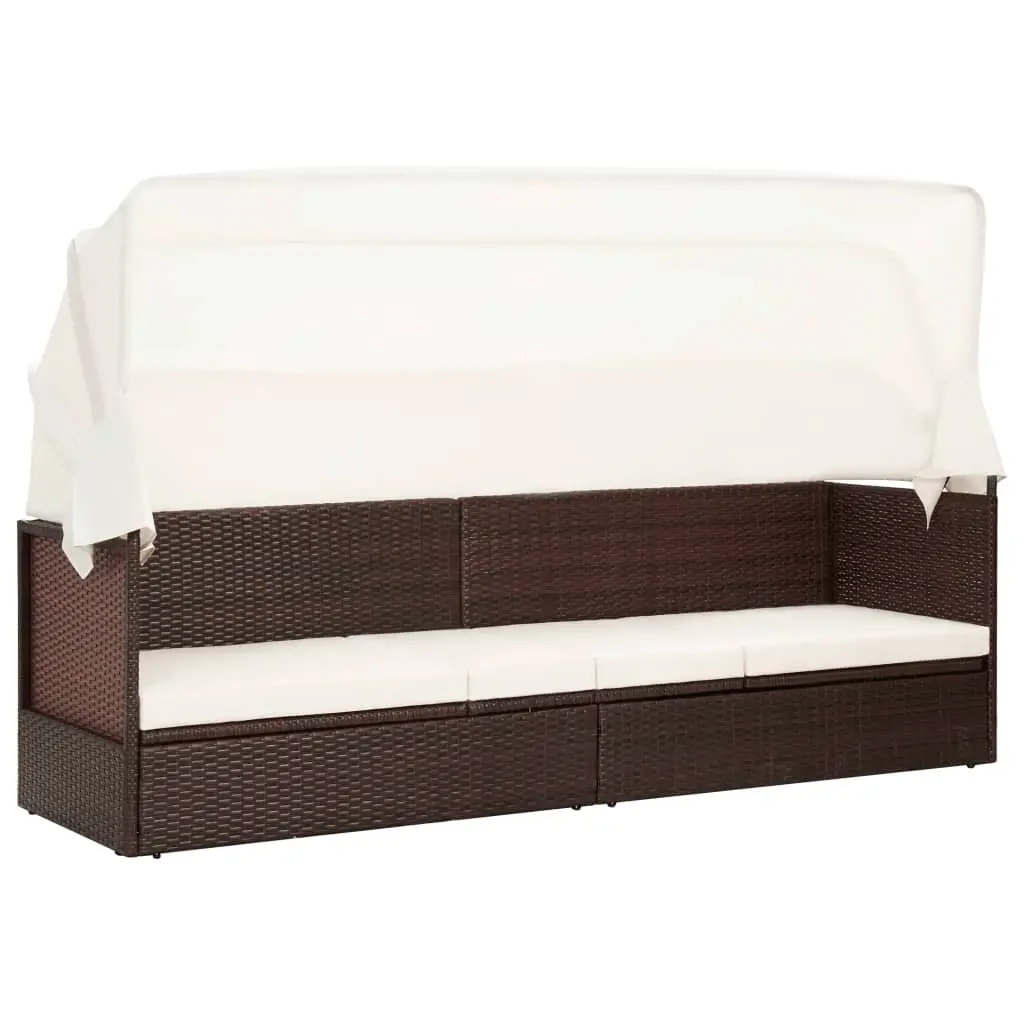 Lit Extérieur Rotin avec Toit Marron – ComfortXL Outdoor Living