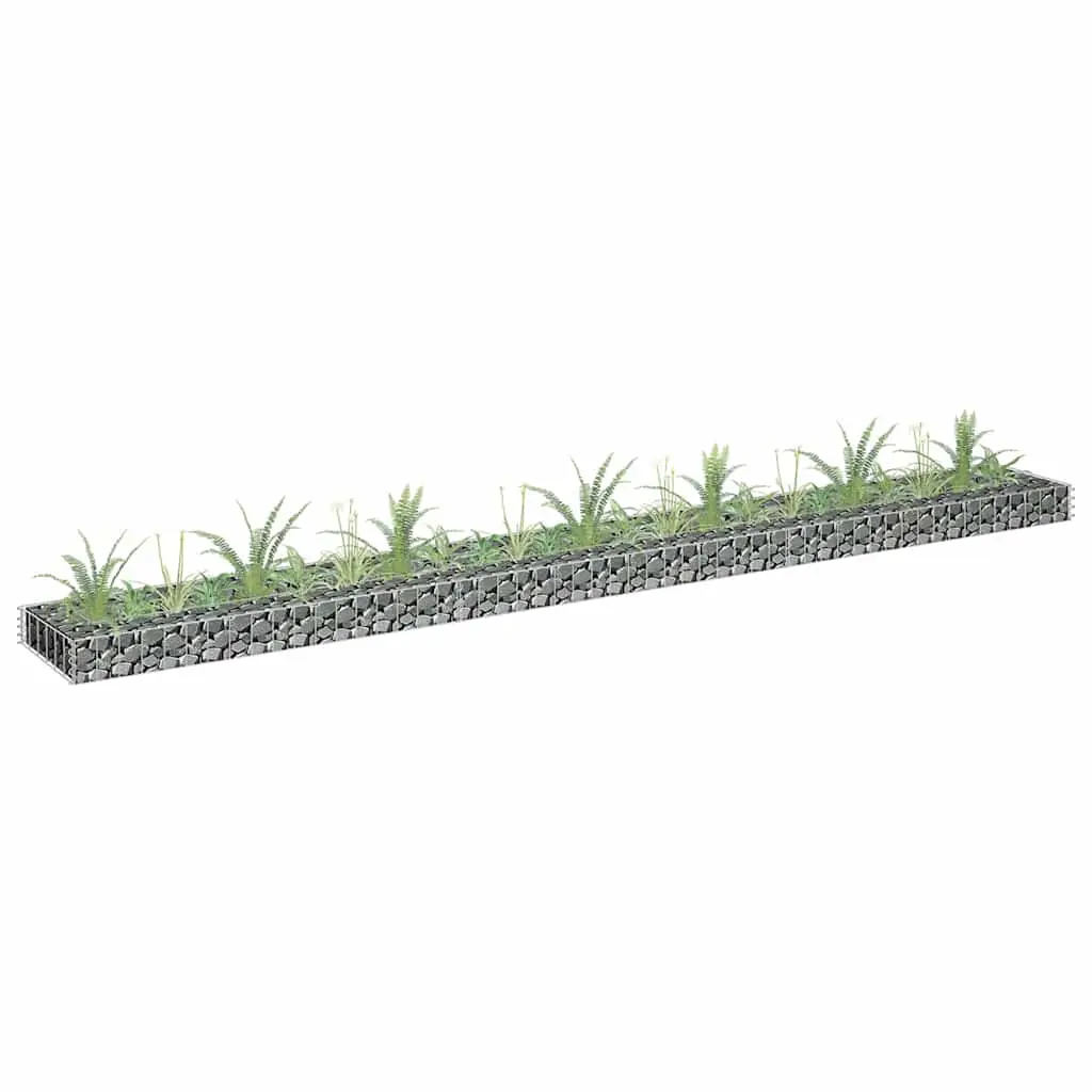 Lit surélevé à gabion Acier galvanisé argenté 270 x 30 x 10 cm – PANGIVO