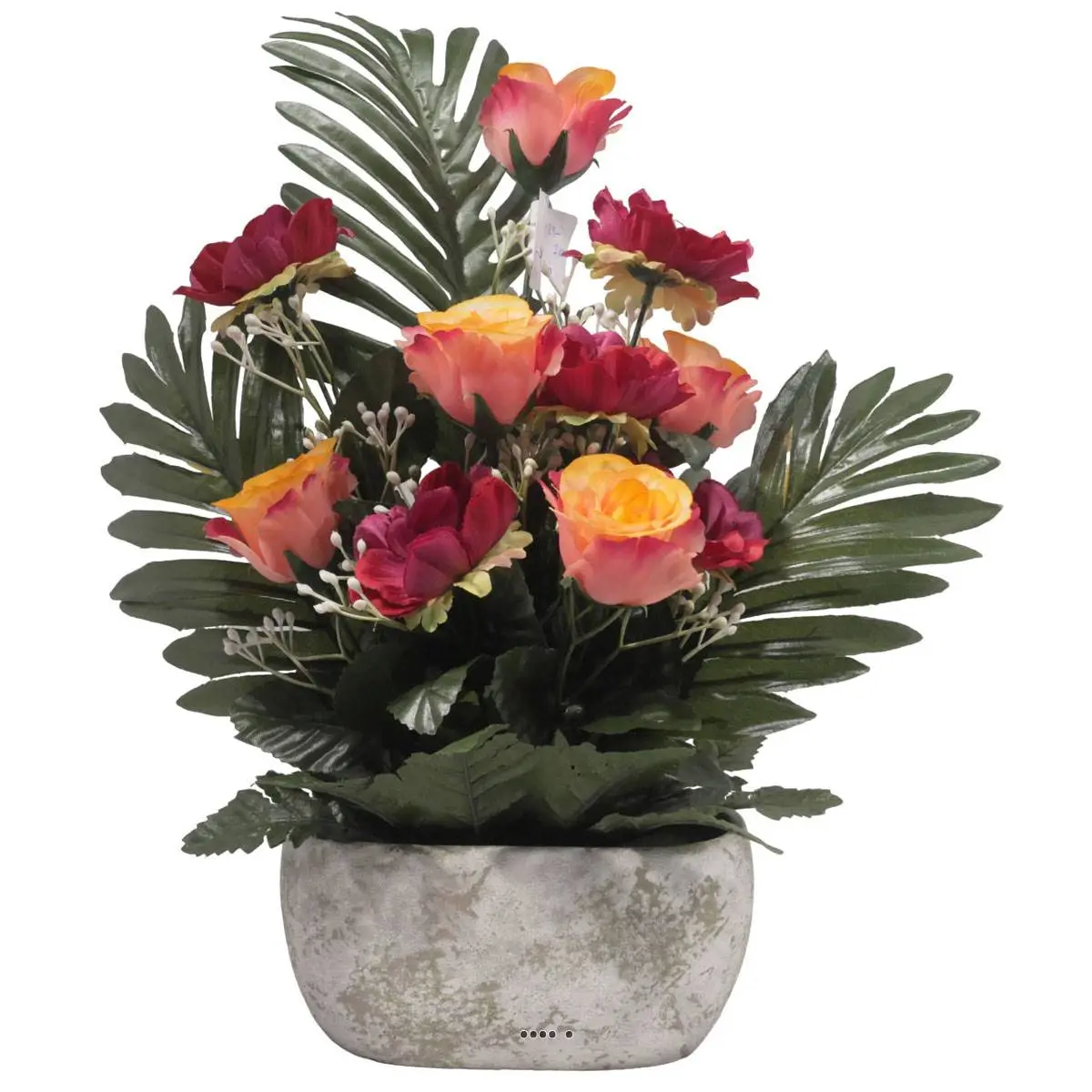 Jardinière pot béton bouton de rose, Anémone et Gypso Rose fushia pour la Toussaint – couleur: Rose fushia 730