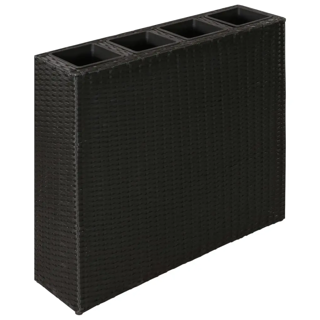 Lit surélevé de jardin avec 4 pots Résine tressée Noir vidaXL 41084