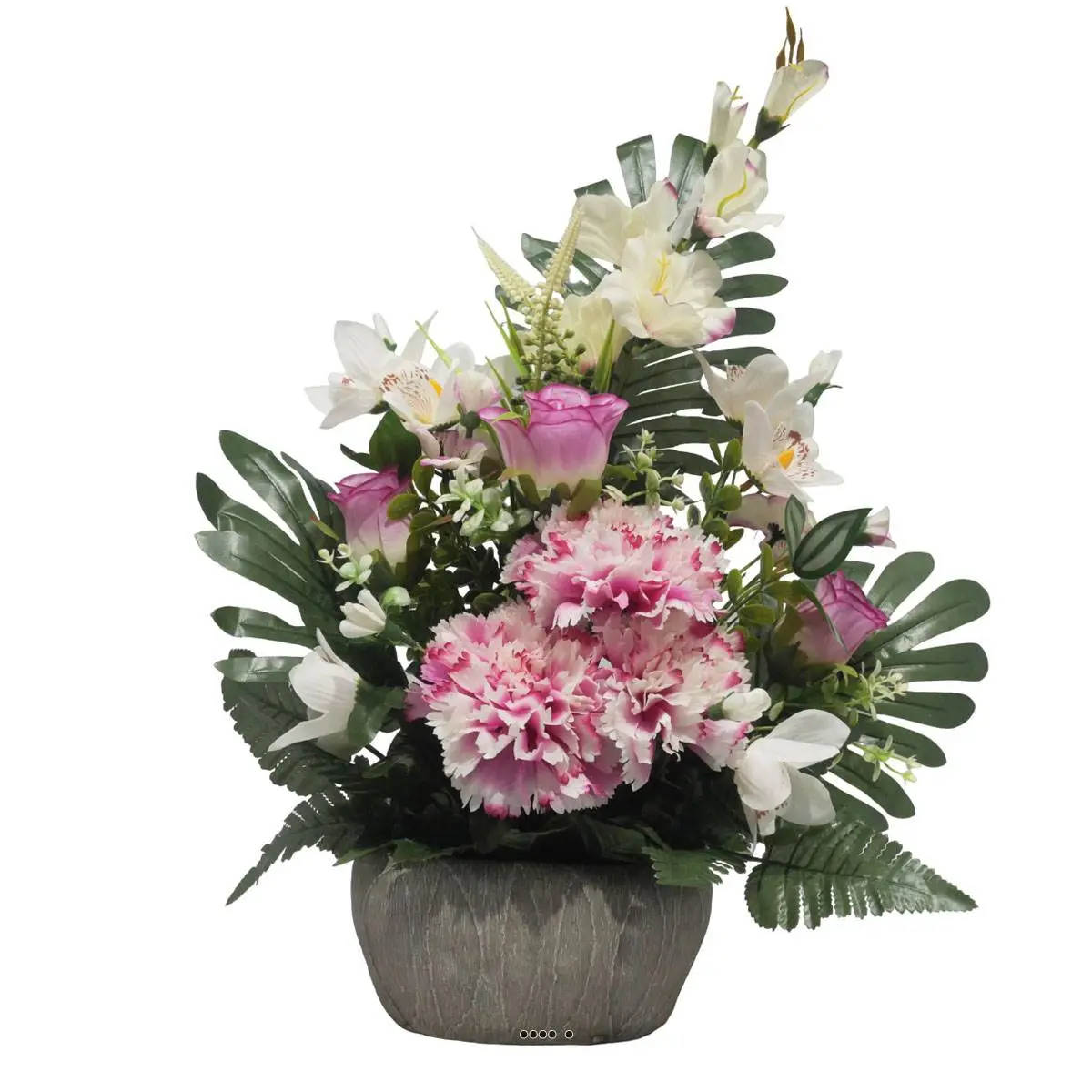 jardinièrre pot beton d’oeillet,bouton de rose, Orchidée, glaieul Rose pour la Toussaint – couleur: Rose