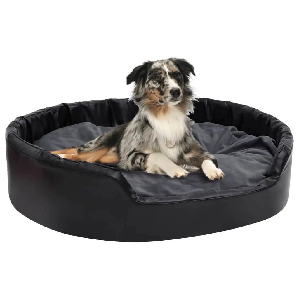 Lit chiens Noir et gris foncé 99x89x21 cm Peluche et similicuir vidaXL 171268
