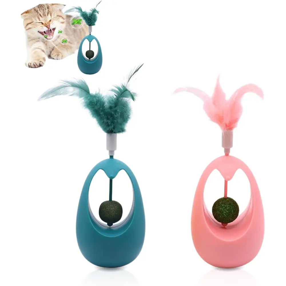 Jouets d’herbe à chat suspendus – 2 balles comestibles – Stimulation interactive – Sans danger – Living123