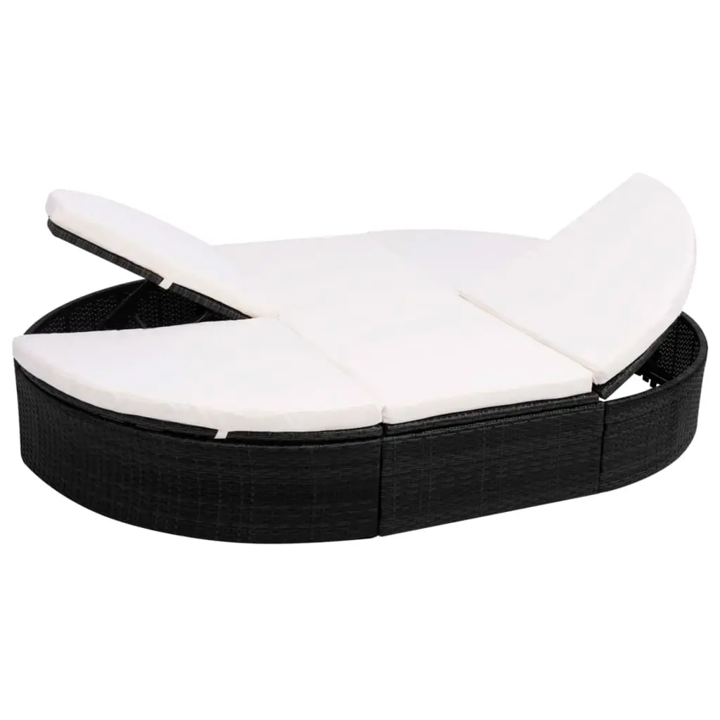 Lit de repos d’extérieur avec coussin Résine tressée Noir vidaXL 42940