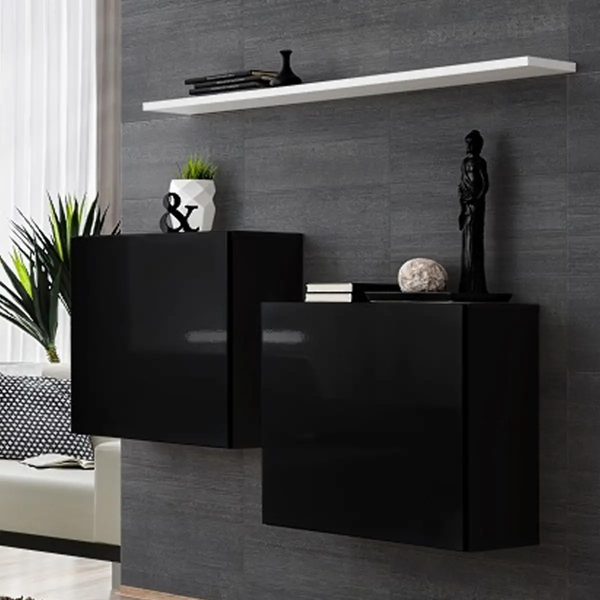 Lot de 2 Blocs & Étagère «Switch SBI» 130cm Noir & Blanc