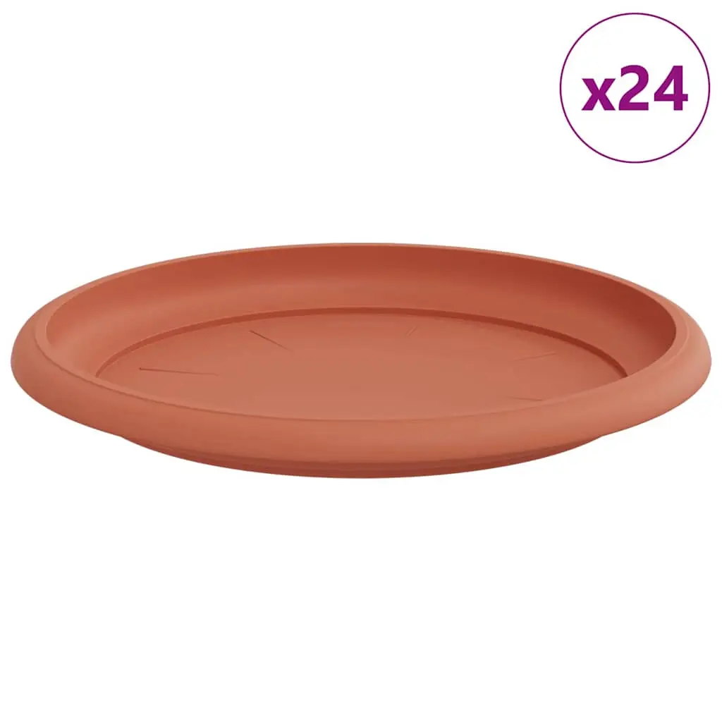 Jardinière | Plateau à fleurs rond 24 pcs Rouge brique Ø 14 x 2 cm Plastique