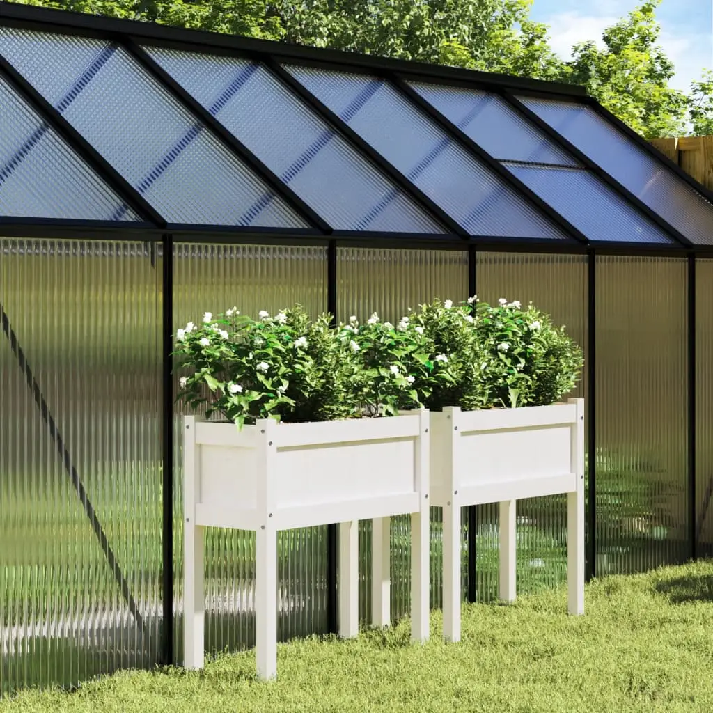 Jardinières 2 pcs avec pieds blanc bois de pin massif vidaXL 837557
