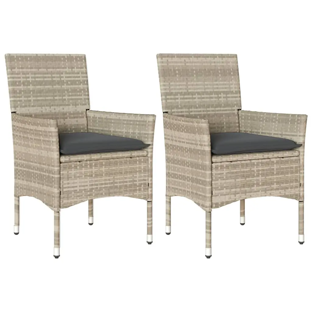 Lot de 2 Chaises de jardin | Chaise d’extérieur coussins gris clair résine tressée