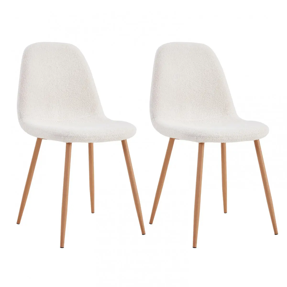 Lot de 2 Chaises Blanches Tissu Bouclettes – FJARD