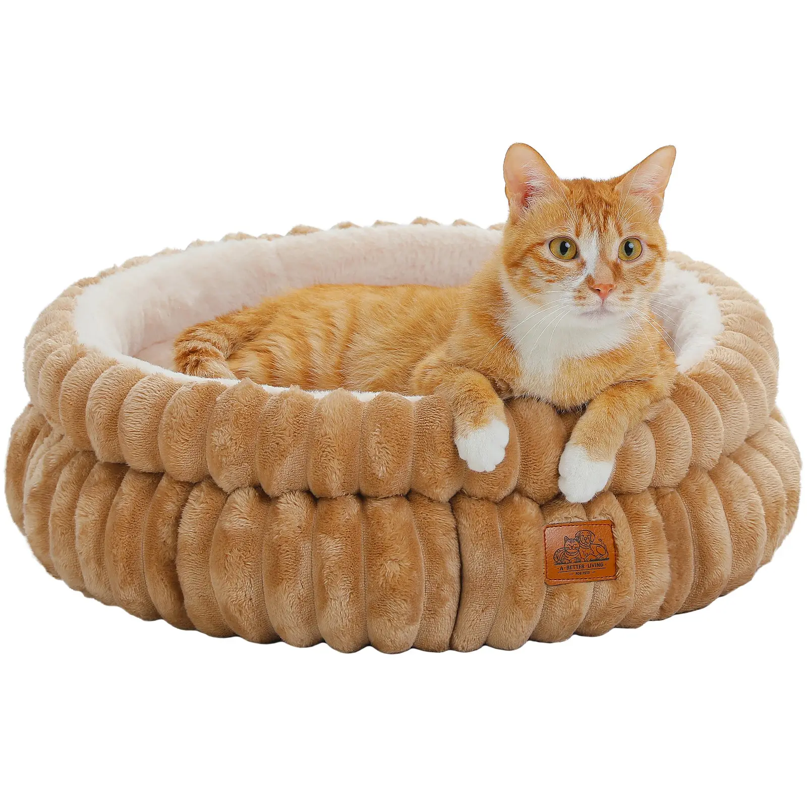 Lit Donut Confortable pour Chats S 50 x 50 x 20 cm Marron PAWZ Road