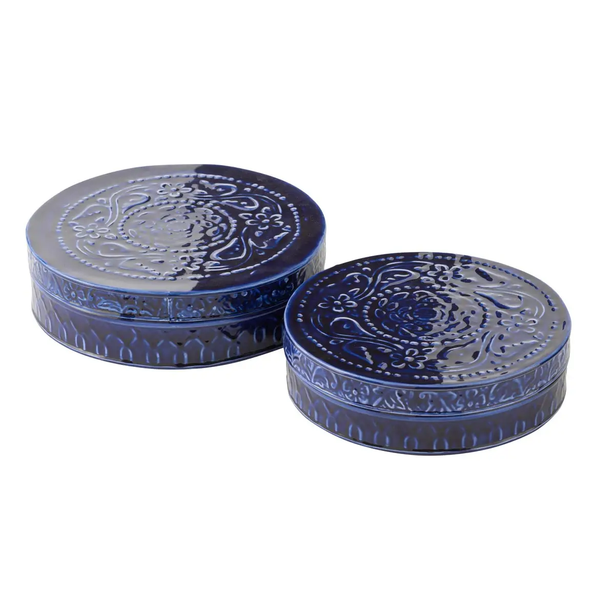 Lot de 2 Boîtes en Métal «Nag» 24cm Bleu