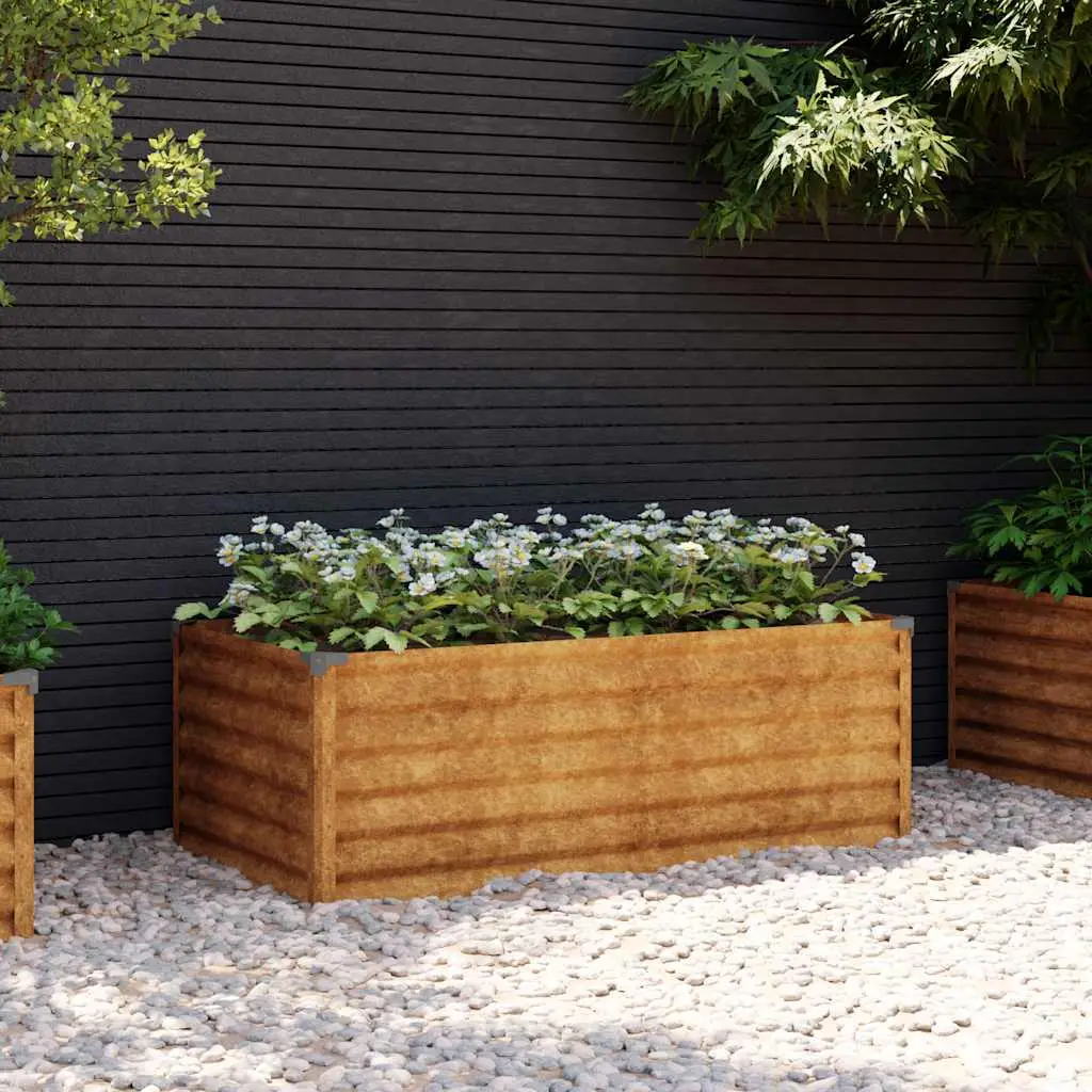 Jardinière Surélevée Rectangulaire en Acier Corten Véritable Patine Rouille Décorative et Durable Brun 100x50x36cm – ComfortXL Outdoor Living