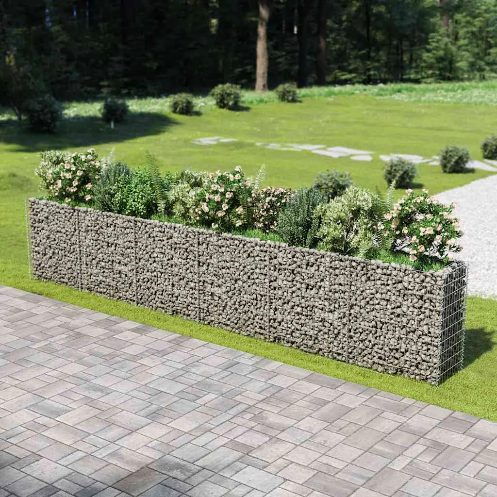 Lit surélevé à gabion acier galvanisé argenté 540 x 50 x 100 cm – PANGIVO