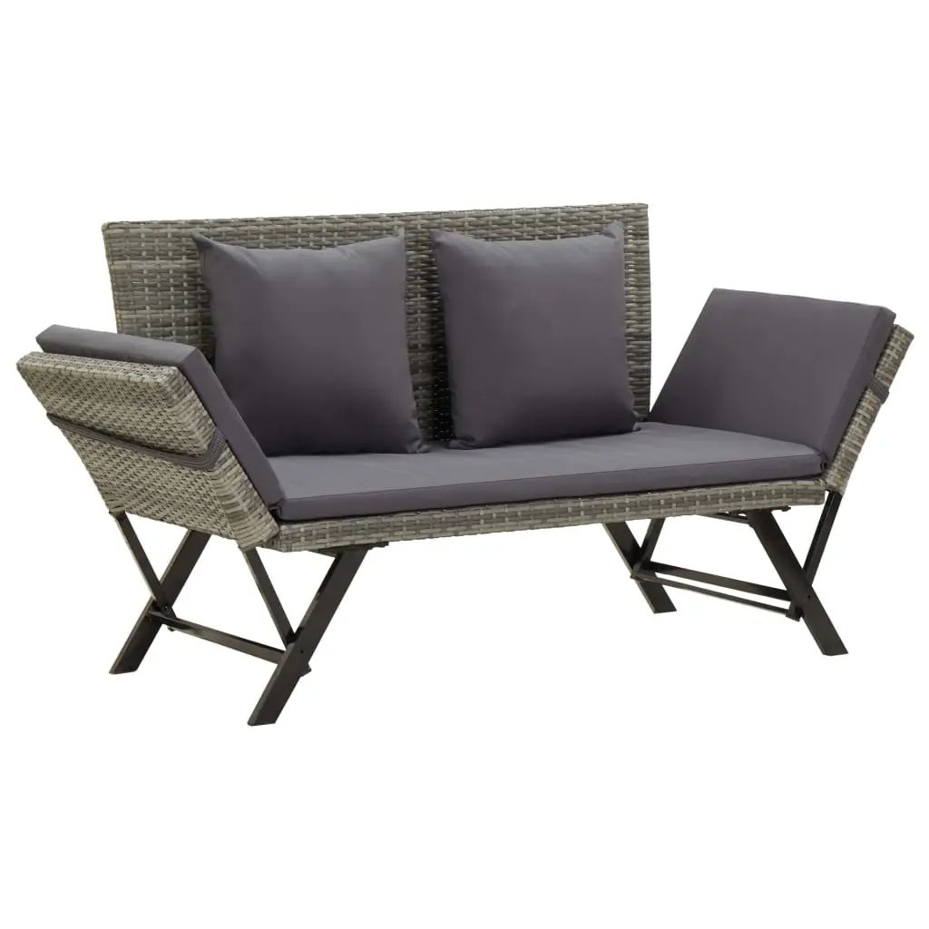Lit de Repos Ajustable Extérieur Résine Tressée avec Coussins Gris 176 cm – ComfortXL Outdoor Living