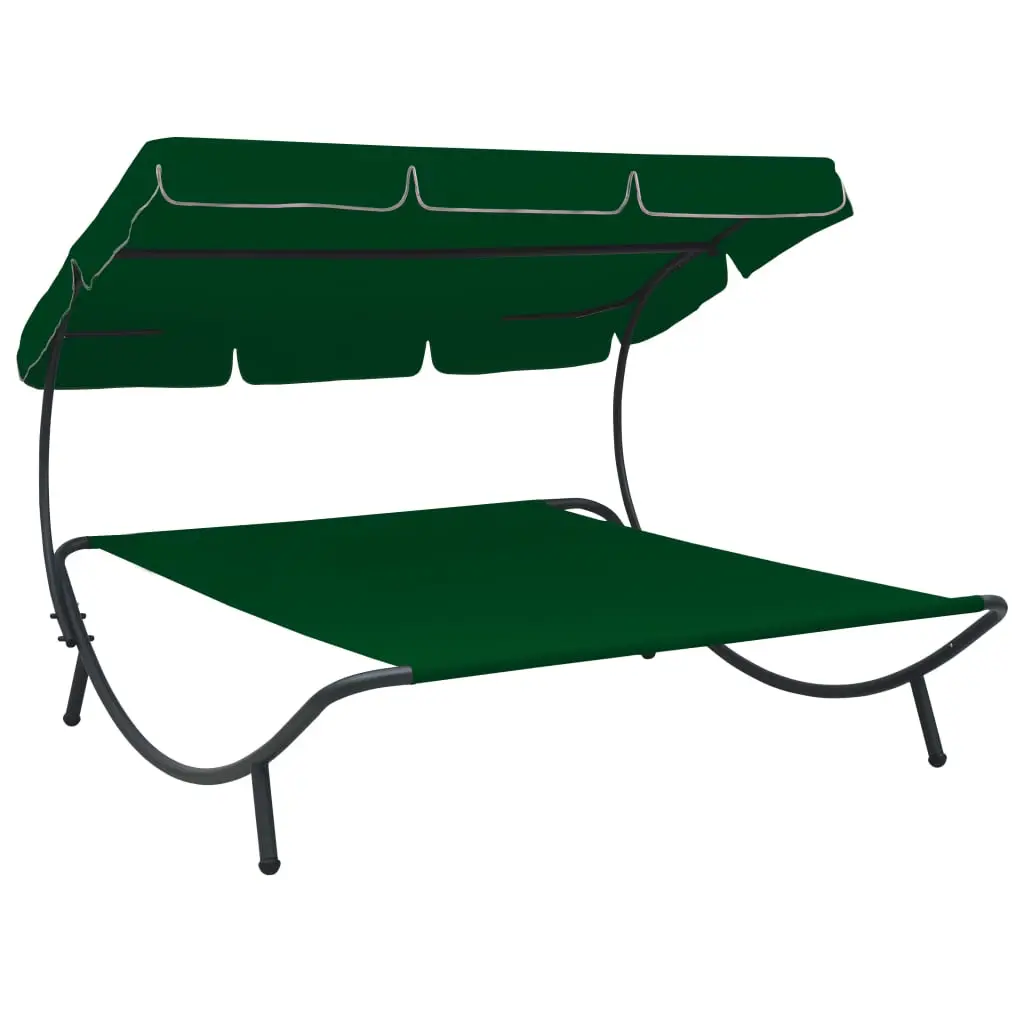 Lit de repos d’extérieur avec auvent vert vidaXL 313526