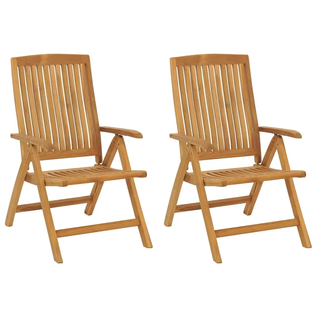 Lot de 2 Chaises de jardin | Chaise d’extérieur inclinables bois massif de teck