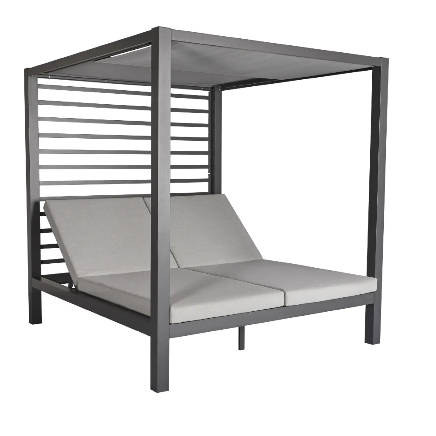 Lit de jardin 2 places structure aluminium gris foncé MATALA