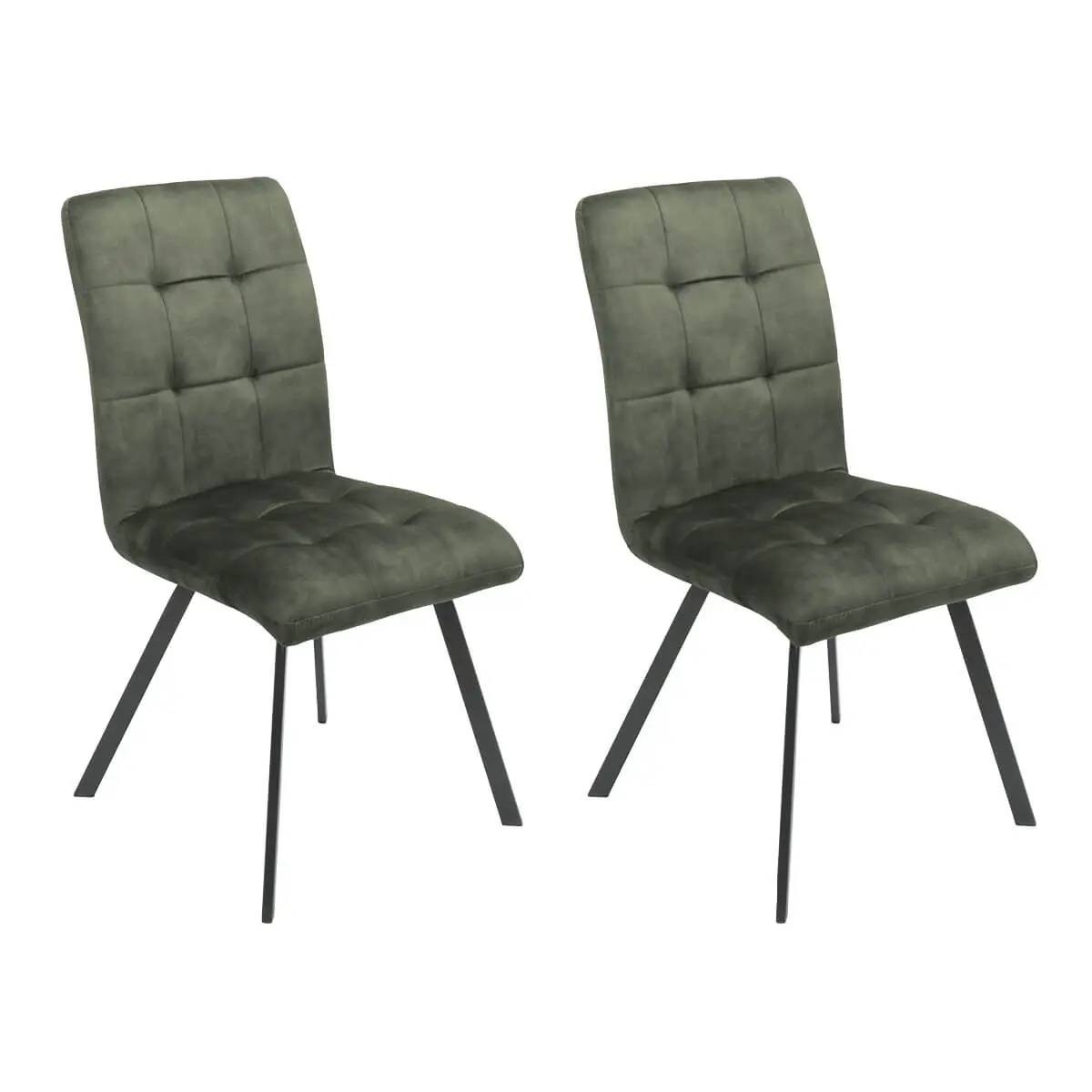 Lot de 2 Chaises Capitonnées Vert – JOHN