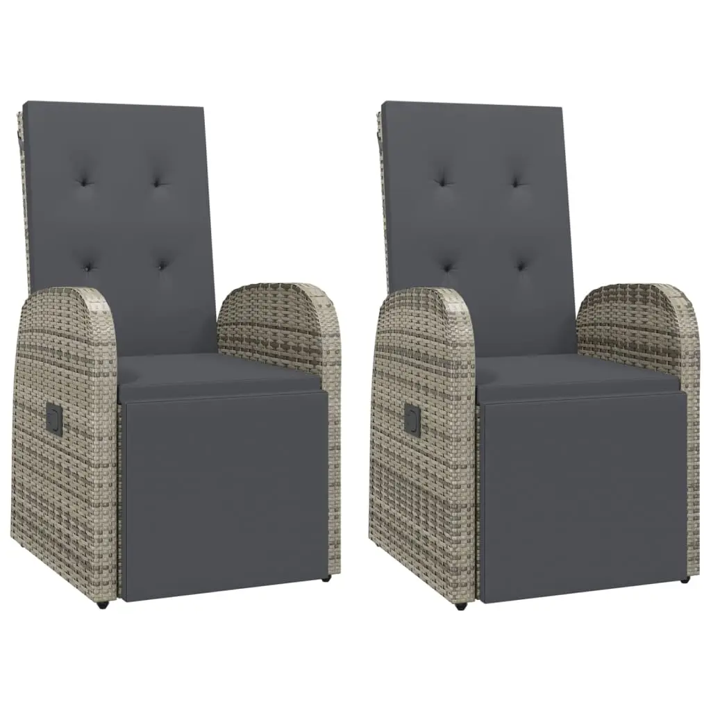 Lot de 2 Chaises de jardin | Chaise d’extérieur inclinables coussins Résine tressée