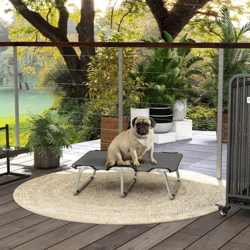 Lit Chien Surélevé Pliable Acier & Oxford Voyage Gris 71x58cm Petit Chien – ComfortXL Pet Living