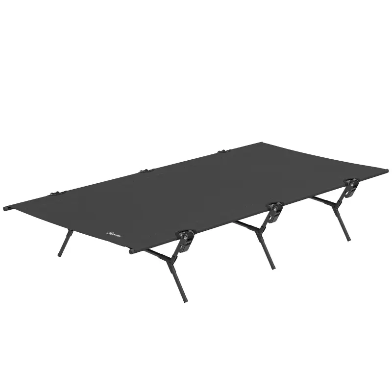 Lit de camp pliant tissu Oxford noir 200 x 100 x 36 cm – PANGIVO