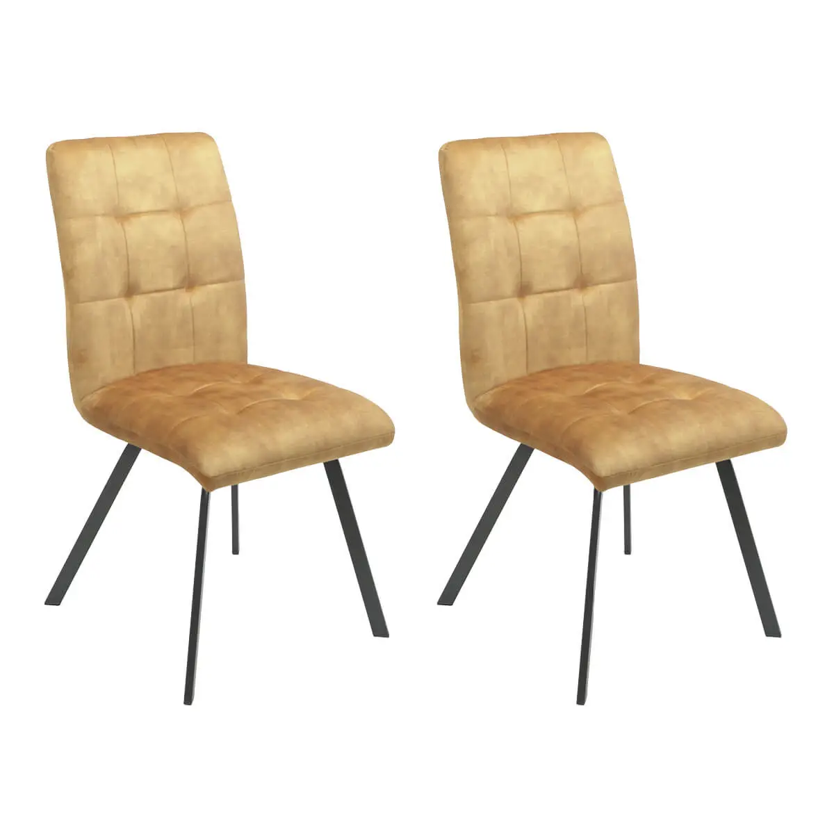 Lot de 2 Chaises Capitonnées Jaune – JOHN