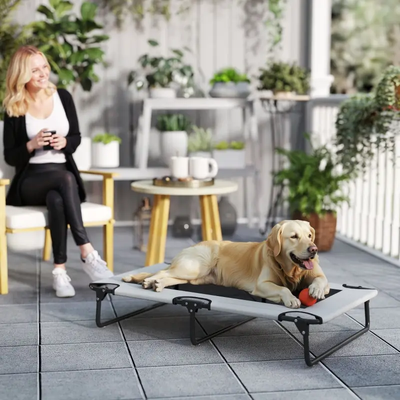Lit Chien Surélevé Pliable Respirant Voyage Camping Extérieur Gris 107cm – ComfortXL Pet Living