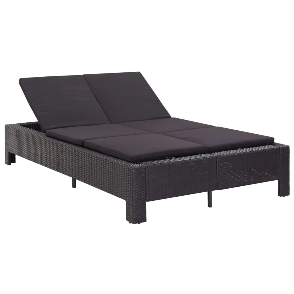 Lit de Jardin Double Allure Moderne Résine Tressée et Coussins Assortis Dossiers Réglables Terrasse Noir – ComfortXL Outdoor Living
