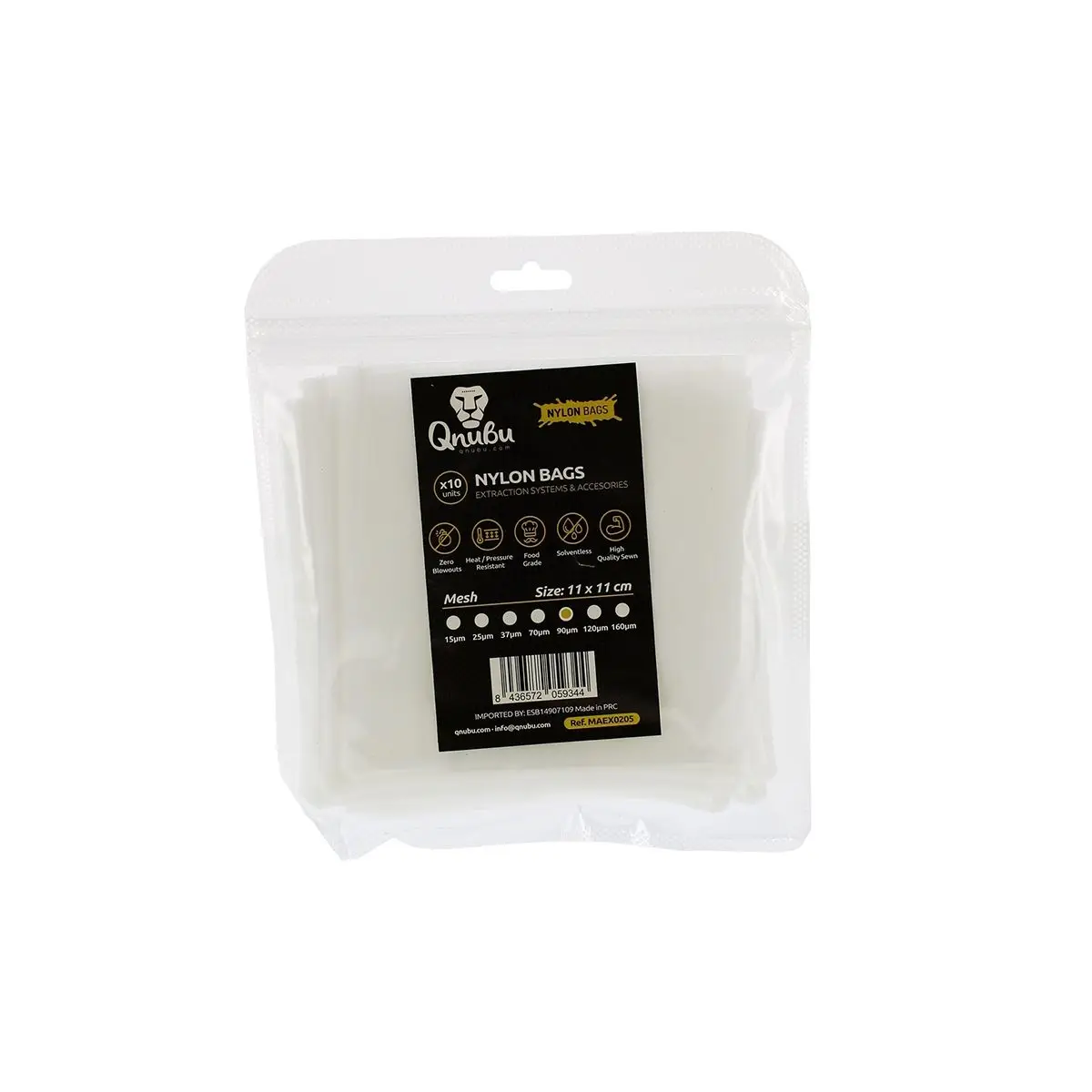 Lot de 10 sacs filtrants en nylon pour extraction – 90 microns 11×11 cm