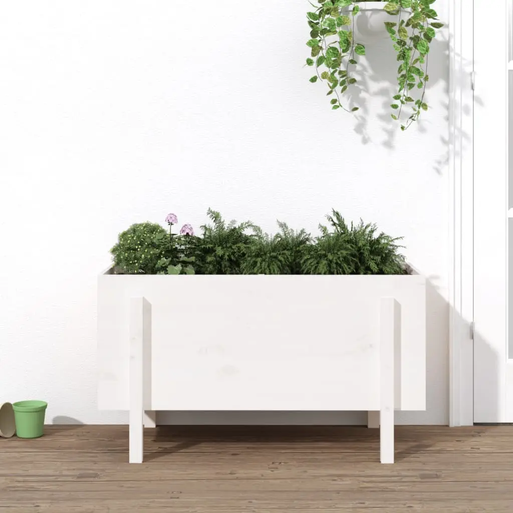 Lit surélevé de jardin blanc 101x50x57 cm bois de pin massif vidaXL 825213