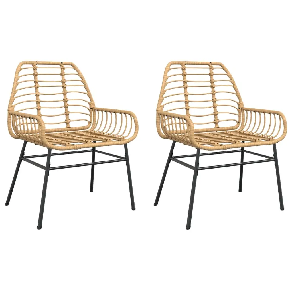 Lot de 2 Chaises de jardin | Chaise d’extérieur marron résine tressée