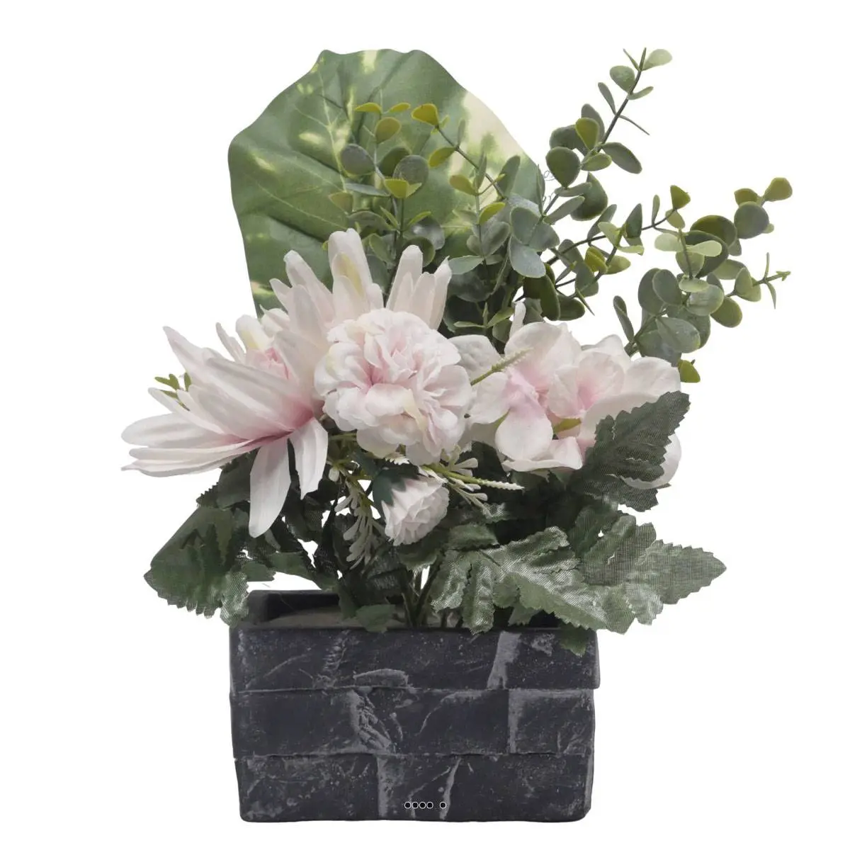 Jardinière pot beton Chrysanthème, Hortensia, Dahlia et eucalyptus Rose-crème – couleur: Rose-crème