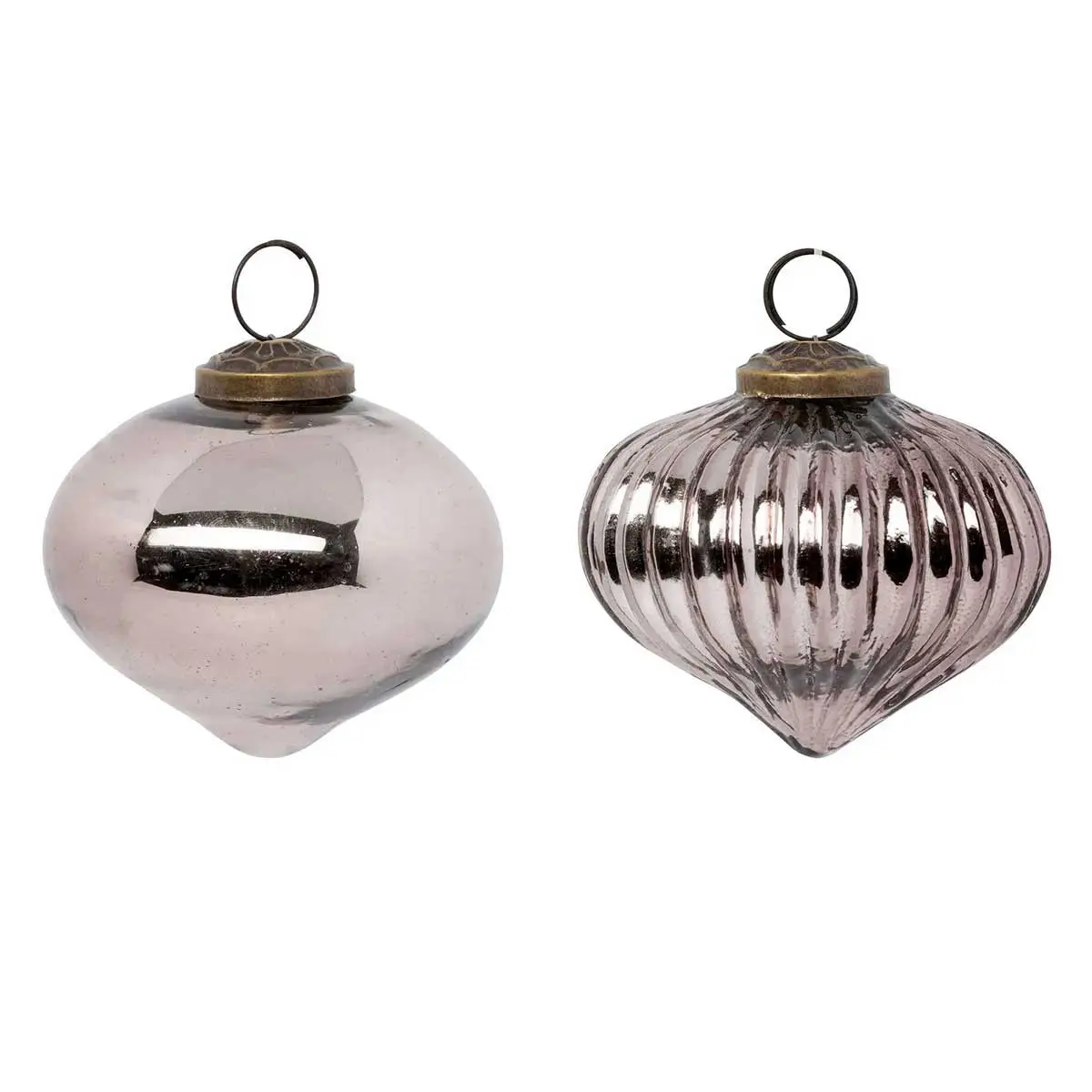 Lot de 2 Boules de Noël en Verre «Goutte» 8cm Marron