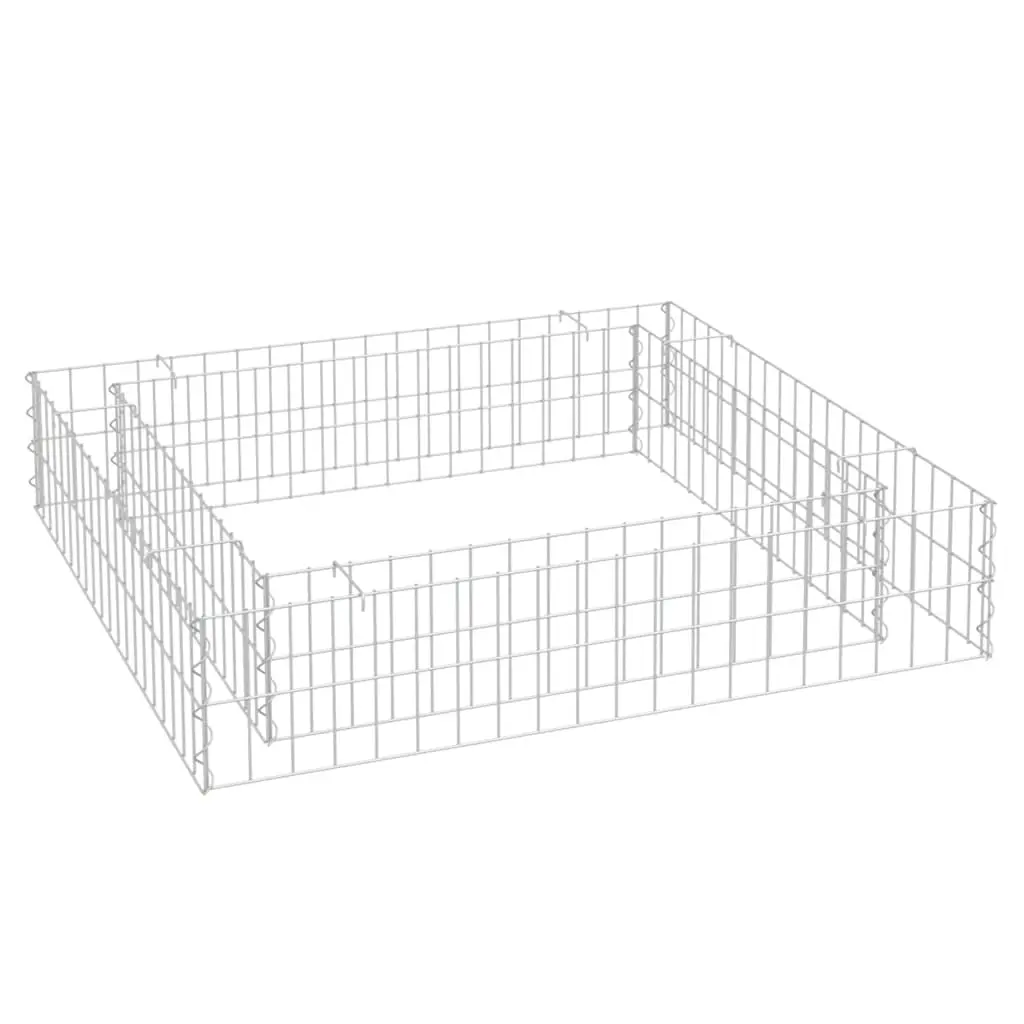 Lit surélevé à gabion acier galvanisé 100 x 100 x 20 cm Argent