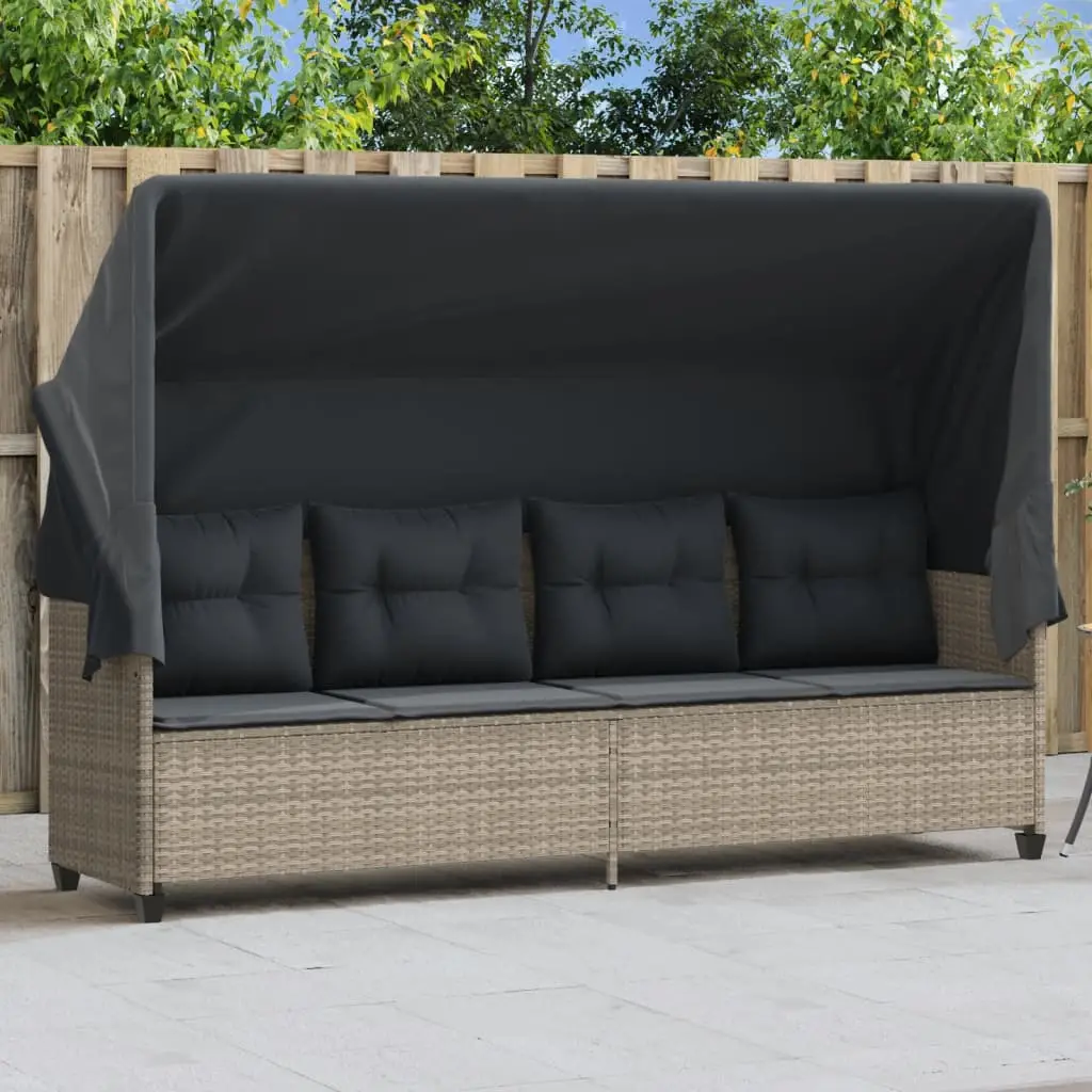 Lit Extérieur avec Auvent Résine Tressée Gris Clair Piscine – ComfortXL Outdoor Living