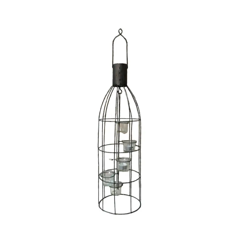 ~ Lanterne extérieure jardin à poser bougie ancienne métal gris 60 cm Chemin de campagne