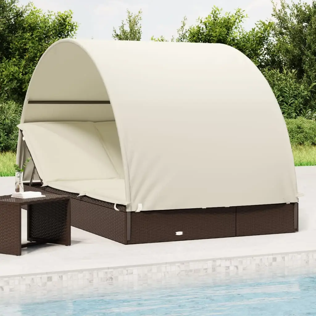 Lit Double Toit Rond Ombrelle Arquée Résine Tressée Jardin Romantique Marron – ComfortXL Outdoor Living