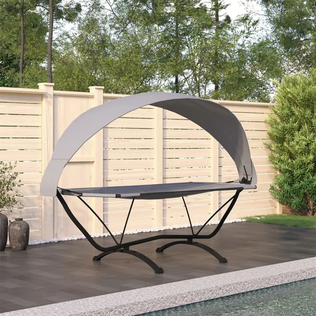 Lit de repos d’extérieur avec auvent Gris Acier et tissu Oxford vidaXL 317600