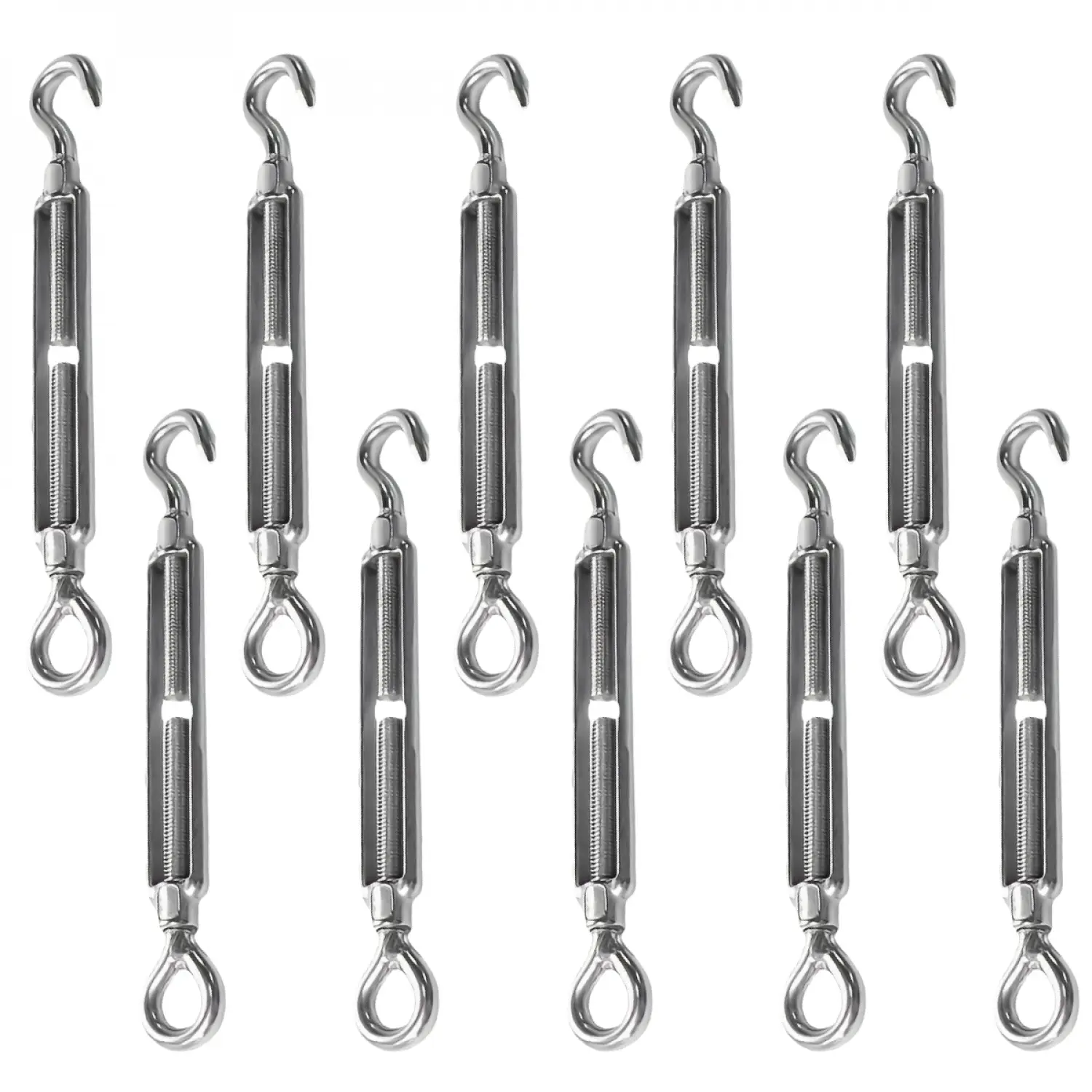 Lot de 10 tendeurs de fil réglables en acier inoxydable – Crochet et oeillet – M4 – Linxor
